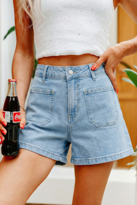 Myosotis High Rise Patch Pocket Denim Shorts LC7832259-P1204