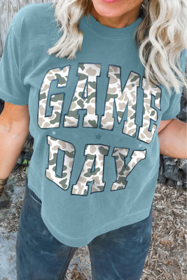 Stone Blue Camo GAME DAY Graphic T Shirt LC25230588-P1404