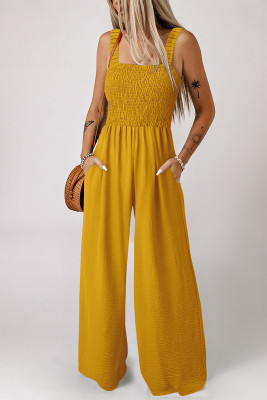 Ginger Smocked Sleeveless Wide Leg Jumpsuit with Pockets LC6411644-P307