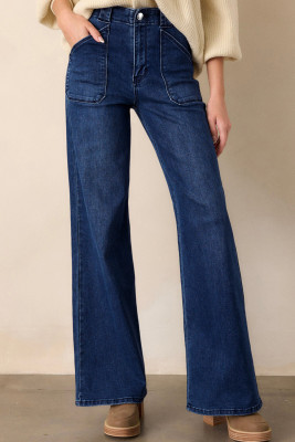 Dirty blue Daily Fashion Straight Leg Mid-rise Shift Jeans LC7875303-P1005