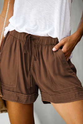 Brown Strive Pocketed Tencel Shorts LC771542-17