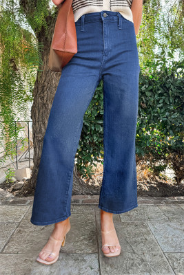 Dusk Blue Solid Color High Waist Straight Leg Jeans LC7875462-P704