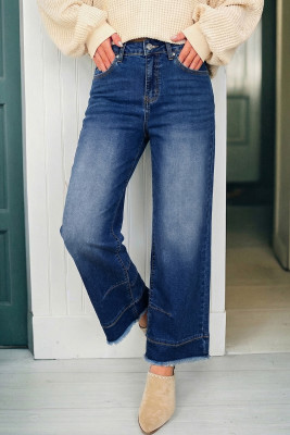 Sky Blue Chic Seam Detail Raw Hem Ankle Length Jeans LC7876295-P205