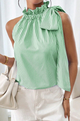 Green Tied Knot Frilled Collar Sleeveless Top LC25613487-P9