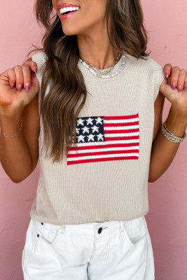 Parchment American Flag Sleeveless Sweater LC2761118-P6016
