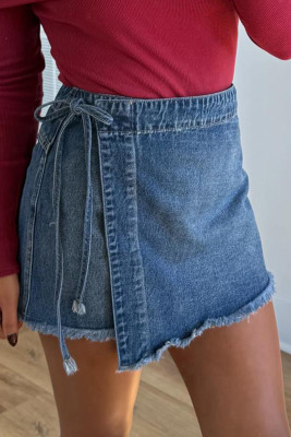 Ashleigh Blue Wrapped Tied Waist Denim Skort LC7832321-P604