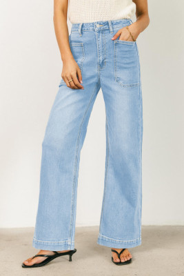 Iceland Blue Square Patch Pocket High Rise Shift Jeans LC7875205-P104