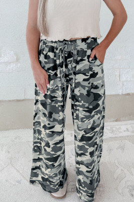 Green Camouflage Print Drawstring Casual Pants LC7714431-P920