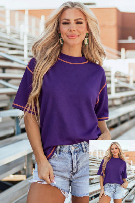 Tillandsia Purple Reversible Contrast-Stitched T-Shirt LC25231918-P8