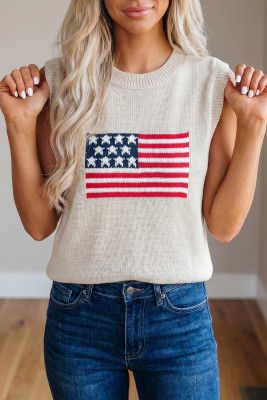 Parchment American Flag Sleeveless Sweater LC2761118-P6016