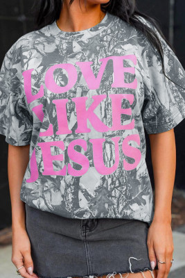 Pink Camo Woodland LOVE LIKE JESUS Casual Tee LC25231363-P1020
