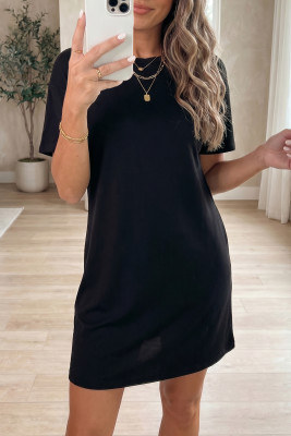 Black Bow Decor Backless Short Sleeve Shift Mini Dress LC6128189-P2
