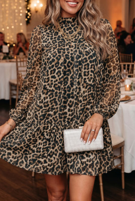 Brown Spotted And Chic Leopard Mini Dress LC6129985-P1720