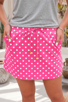 Sachet Pink Polka Dot Drawstring Casual Mini Skort LC7211611-P406