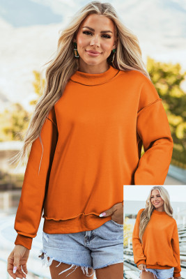 Carrot Oversize Drop Shoulder Reversible Mock Neck Sweatshirt LC25320997-P1014