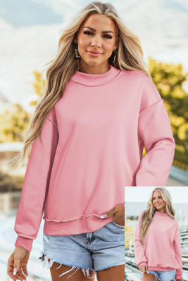 Light Pink Oversize Drop Shoulder Reversible Mock Neck Sweatshirt LC25320997-P1010