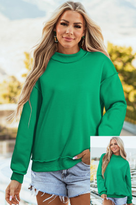 Bright Green Oversize Drop Shoulder Reversible Mock Neck Sweatshirt LC25320997-P109