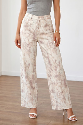 Khaki Woodland Camo Tummy Control Denim Wide Leg Jeans LC7876955-P1620