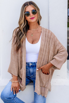 Old Rose Drop Shoulder Crochet Knit Open Front Cardigan LC2712993-P1417