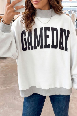 Light Grey High Neck GAMEDAY/ FOOTBALL Double Side Printed Reversible Sweatshirt LC25321683-P1011