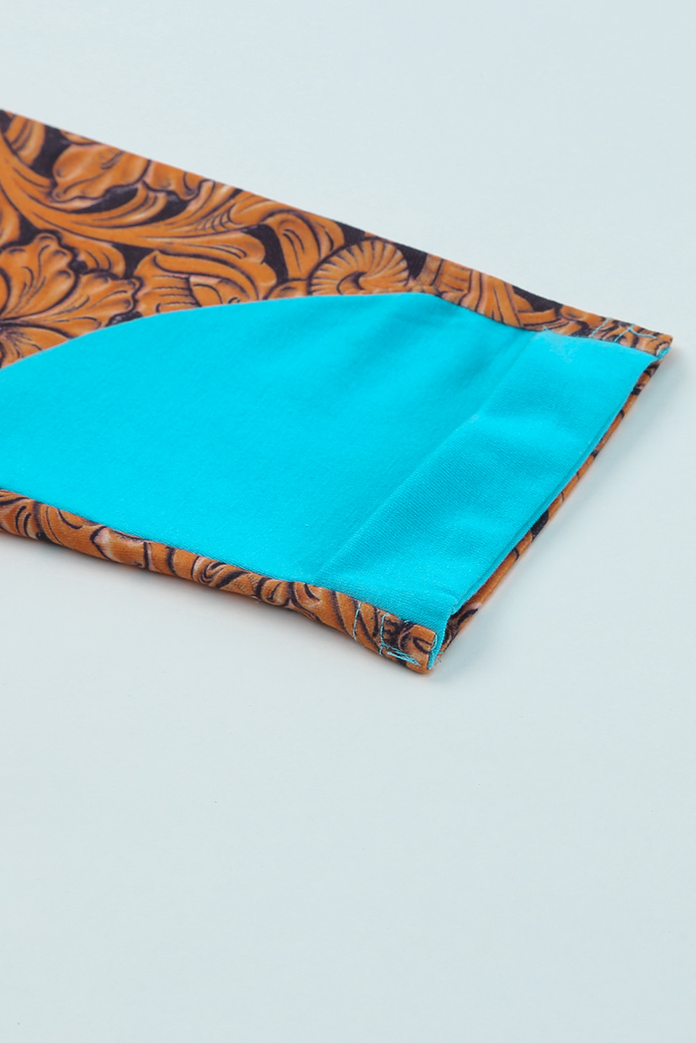 Plus Size Black Western Print Color Block  Hoodie