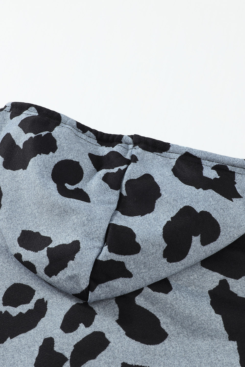 Plus Size Pink  Leopard Colorblock Splicing Hoodie with Pocket