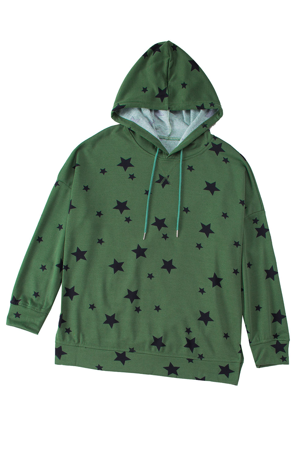 Plus Size Green Tie-dyed Stripe Drawstring  Hoodie