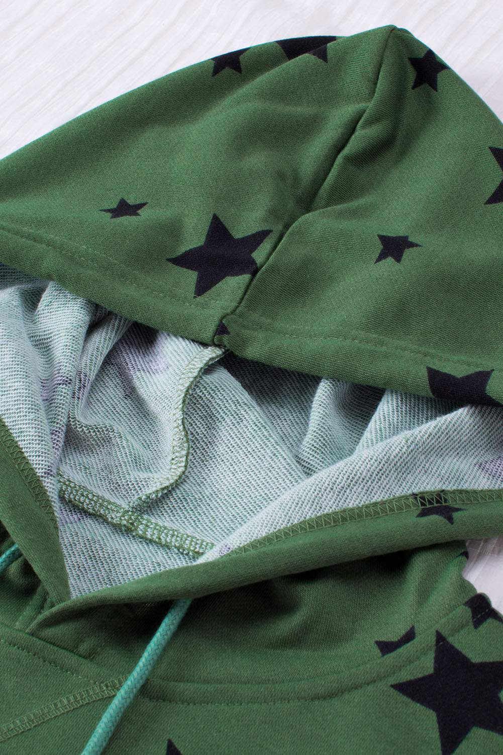 Plus Size Green Tie-dyed Stripe Drawstring  Hoodie