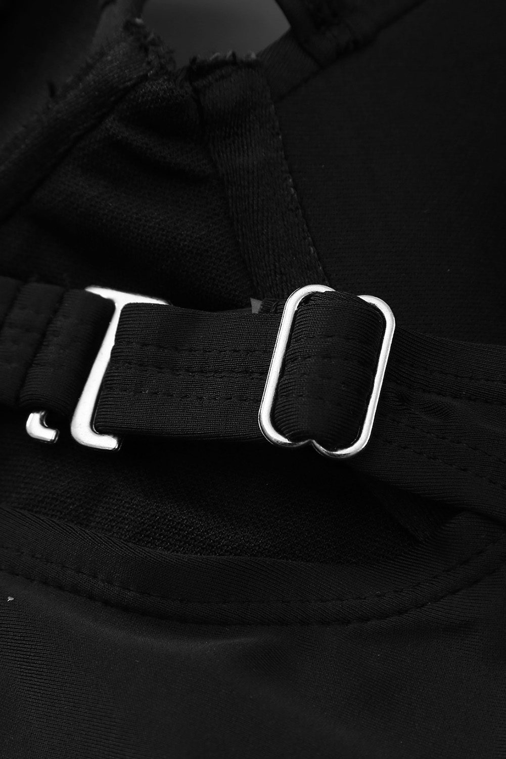 Plus Size Black Strappy Neck Detail High Waist  Swimsuit