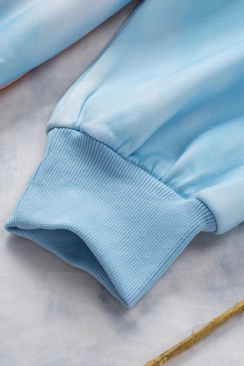 Plus Size Sky Blue Colorblock Kangaroo Pocket  Hoodie