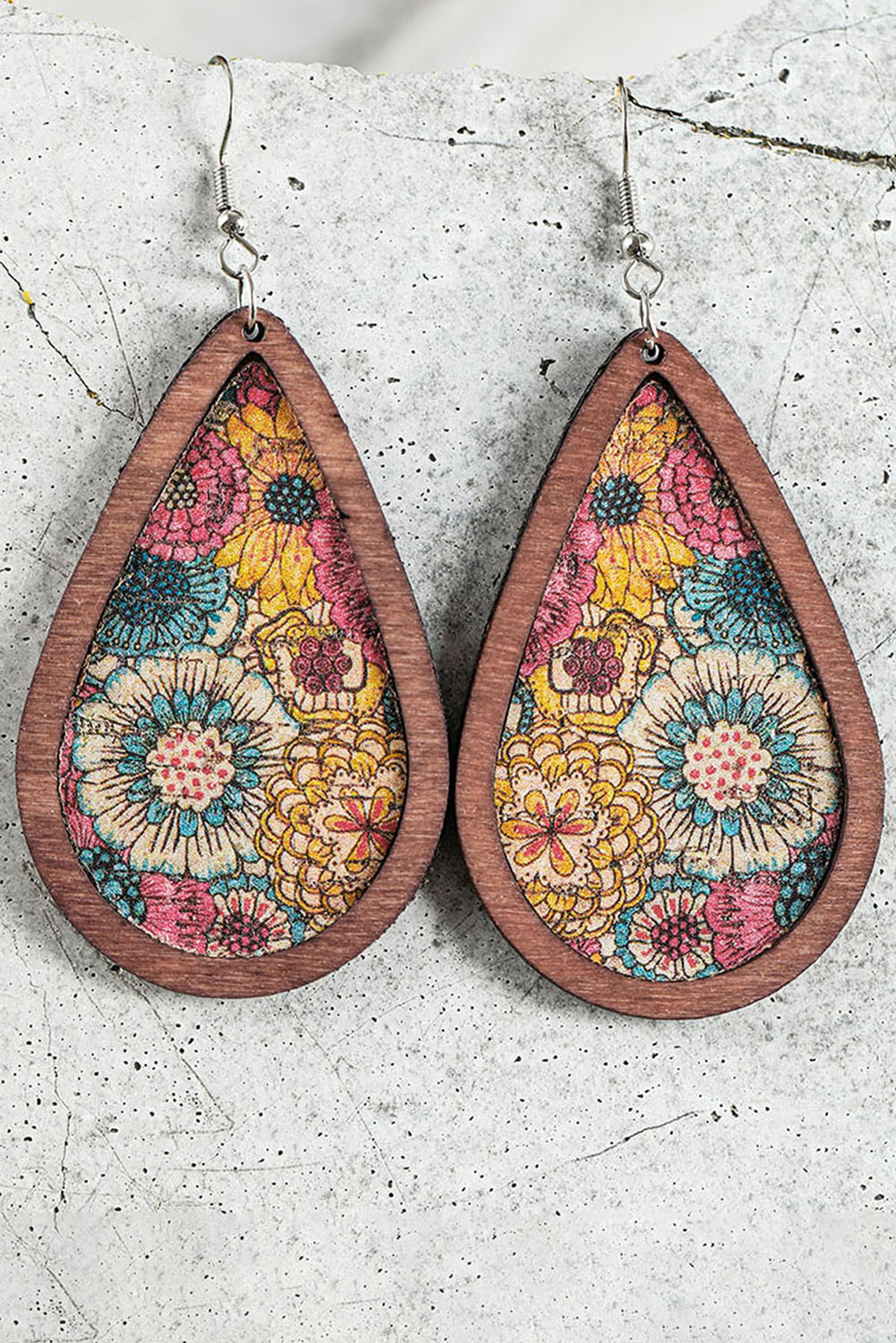 Multicolour Contrast Trim Floral Print Drop Earrings Wholesale $ 3.96 ...