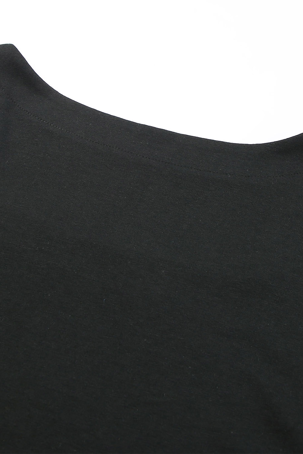 Plus Size Black  Square Neck Ruched Shoulder Short Sleeve Top