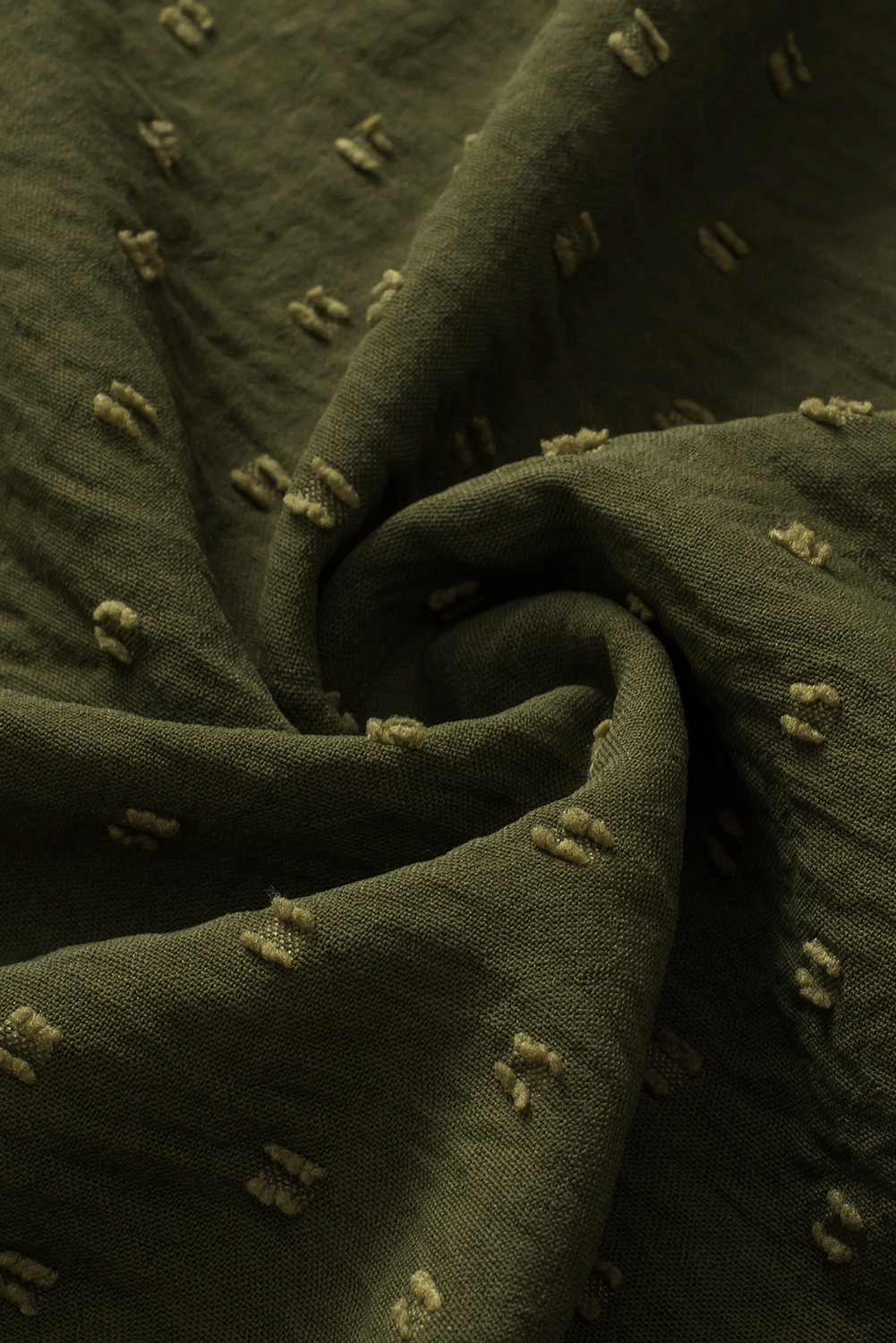 Plus Size Moss Green  Swiss Dot Mock Neck Tied Nape Top