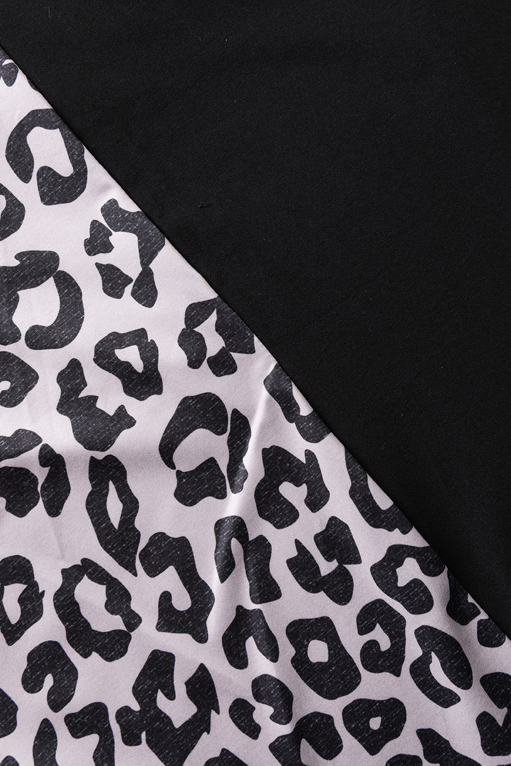Plus Size Black Half Leopard Patchwork  T-shirt