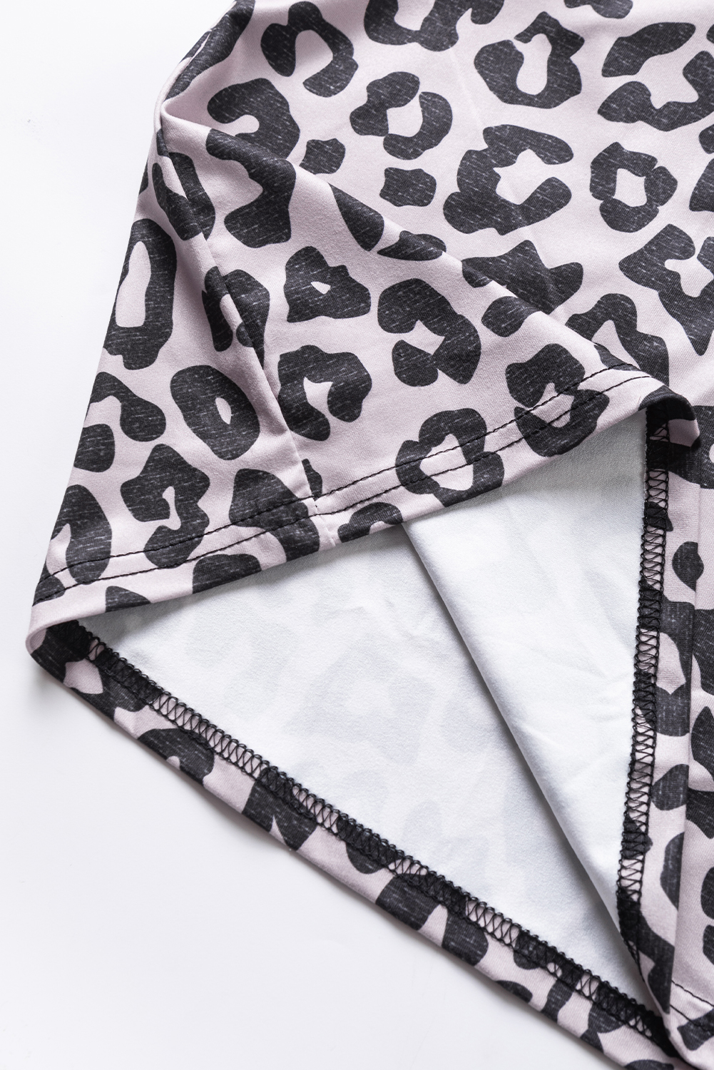 Plus Size Black Half Leopard Patchwork  T-shirt