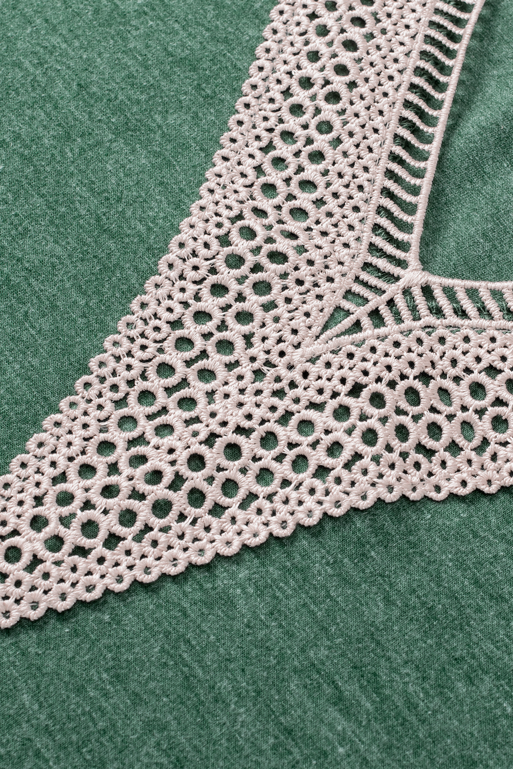 Plus Size Blackish Green  Embroidery V Neck Draped Sleeve Blouse