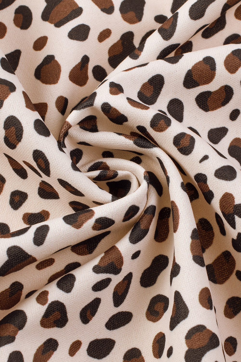 Plus Size Khaki  Leopard Print Half Sleeve Open Front Cardigan