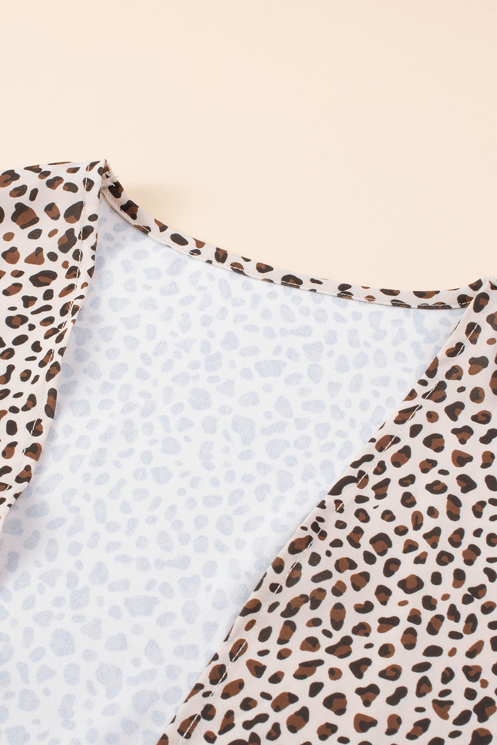 Plus Size Khaki  Leopard Print Half Sleeve Open Front Cardigan