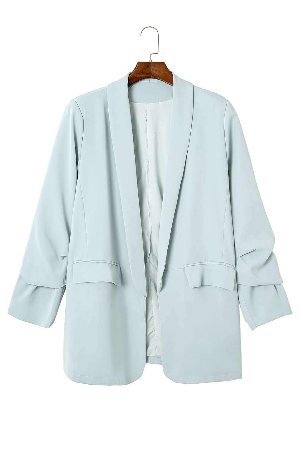 Plus Size Sky Blue  Soft Lightweight Pocketed Lapel Blazer