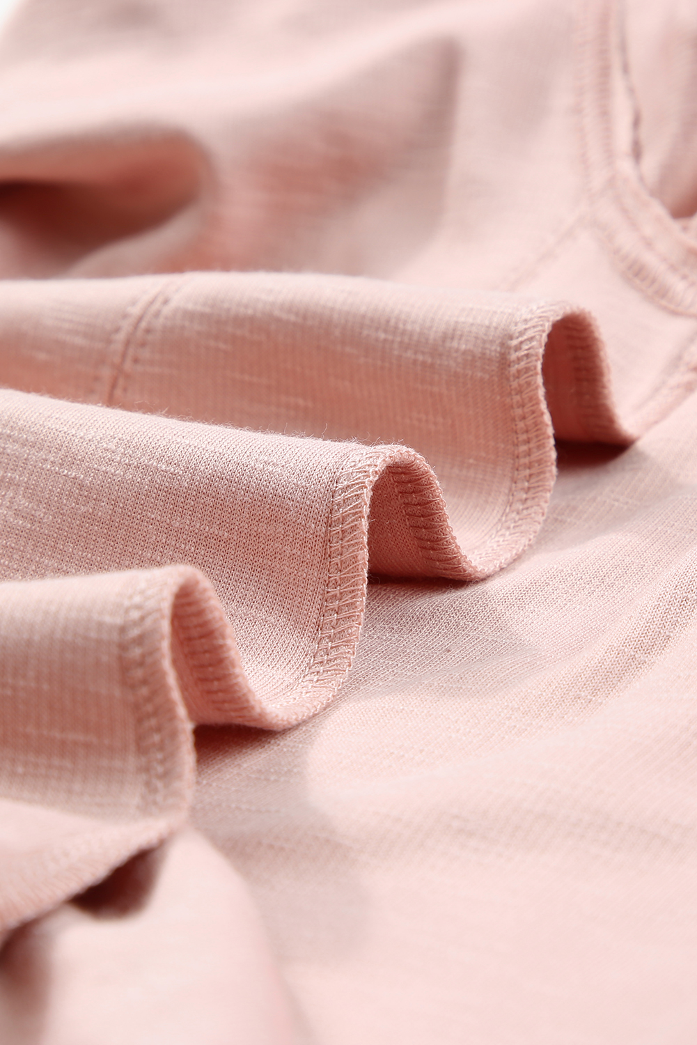 Plus Size Pink Raw Cut Notched Neck  French Terry Hoodie