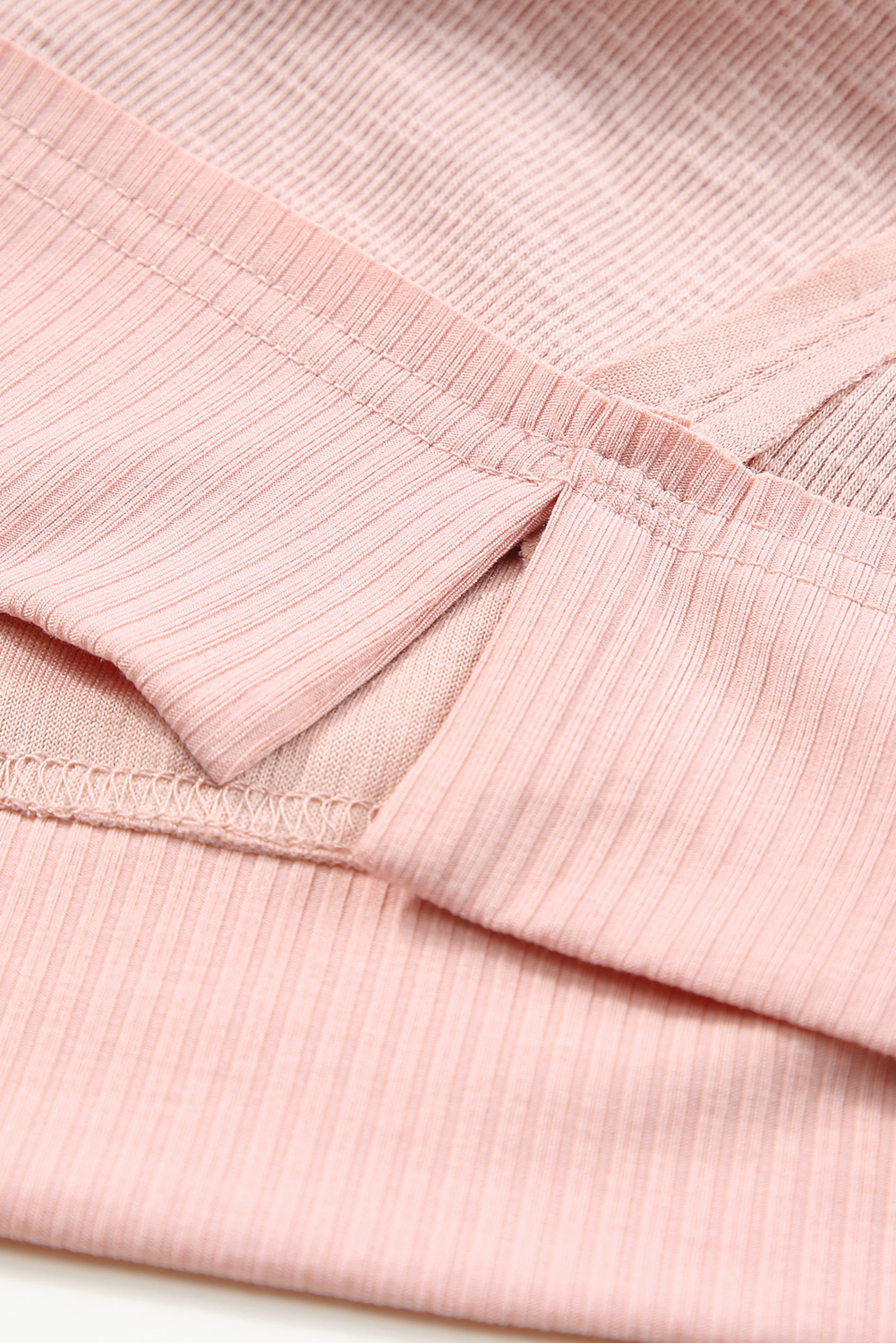 Plus Size Pink Raw Cut Notched Neck  French Terry Hoodie