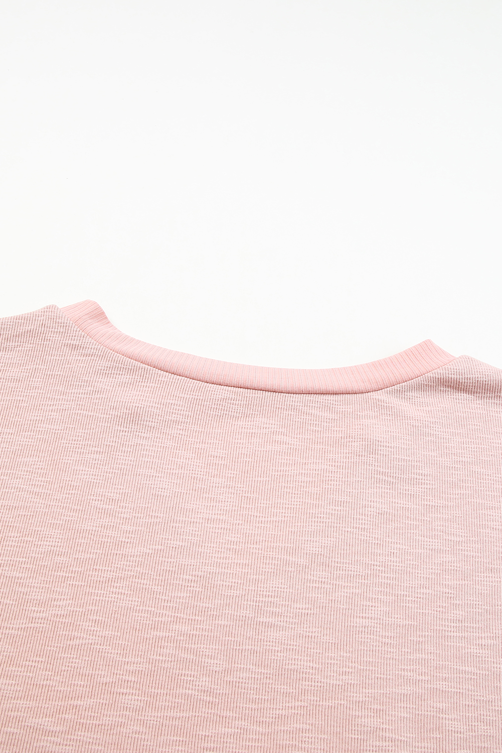 Plus Size Pink Raw Cut Notched Neck  French Terry Hoodie