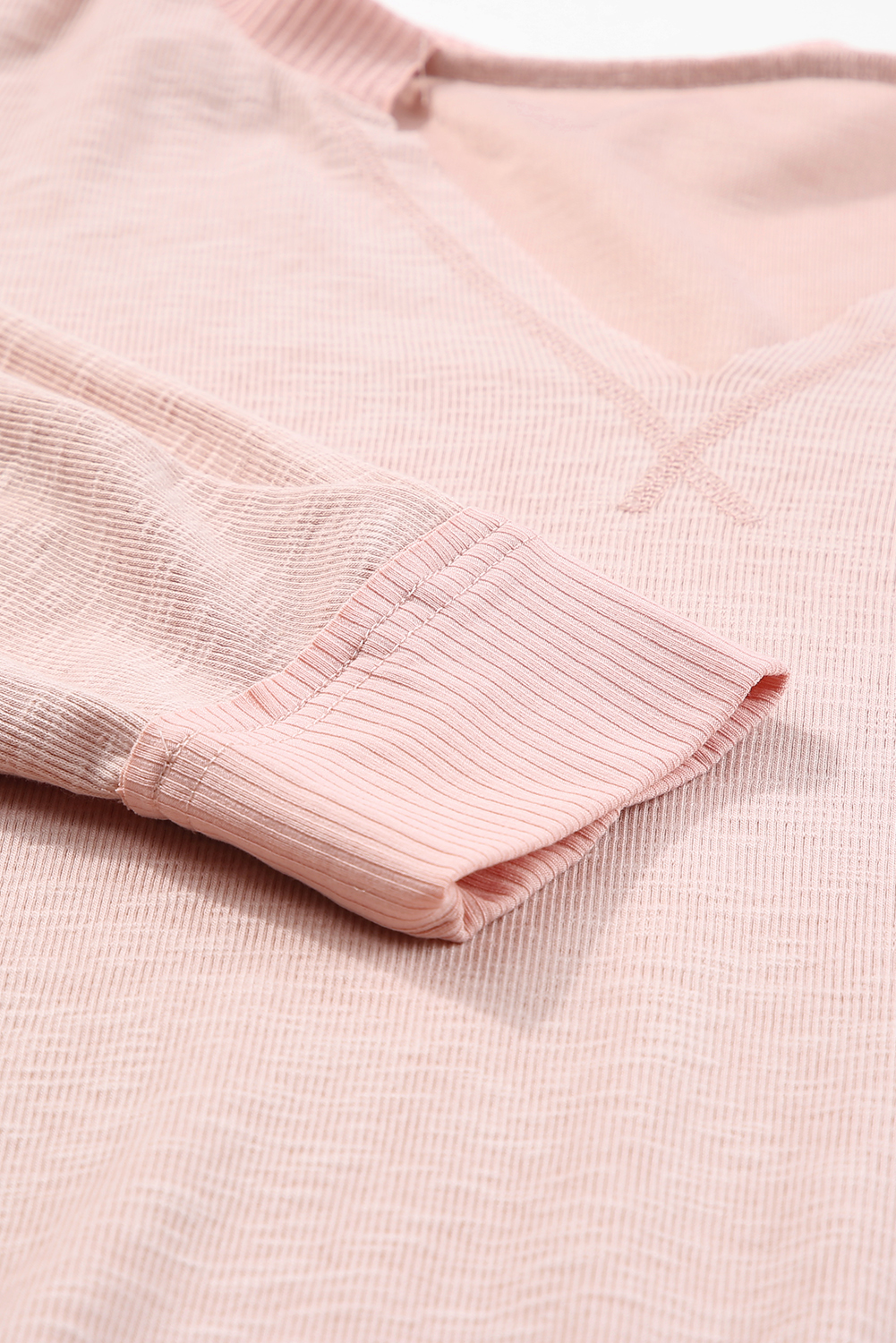 Plus Size Pink Raw Cut Notched Neck  French Terry Hoodie