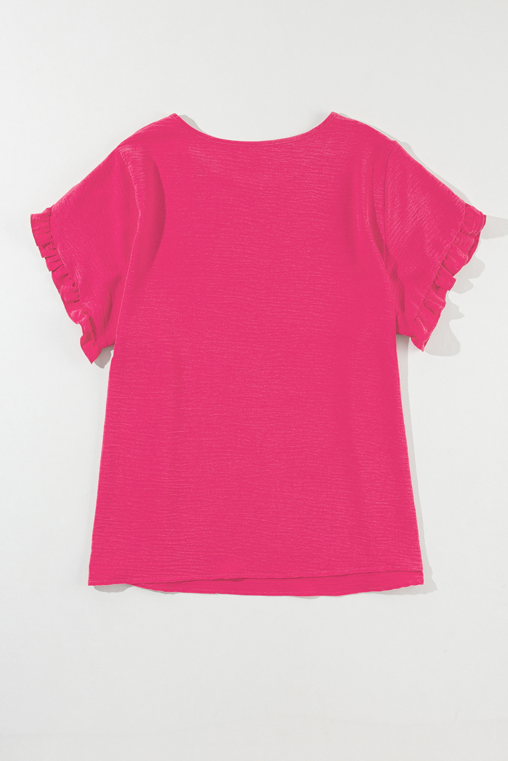 Plus Size Bright Pink Ruffled Short Sleeve  Top