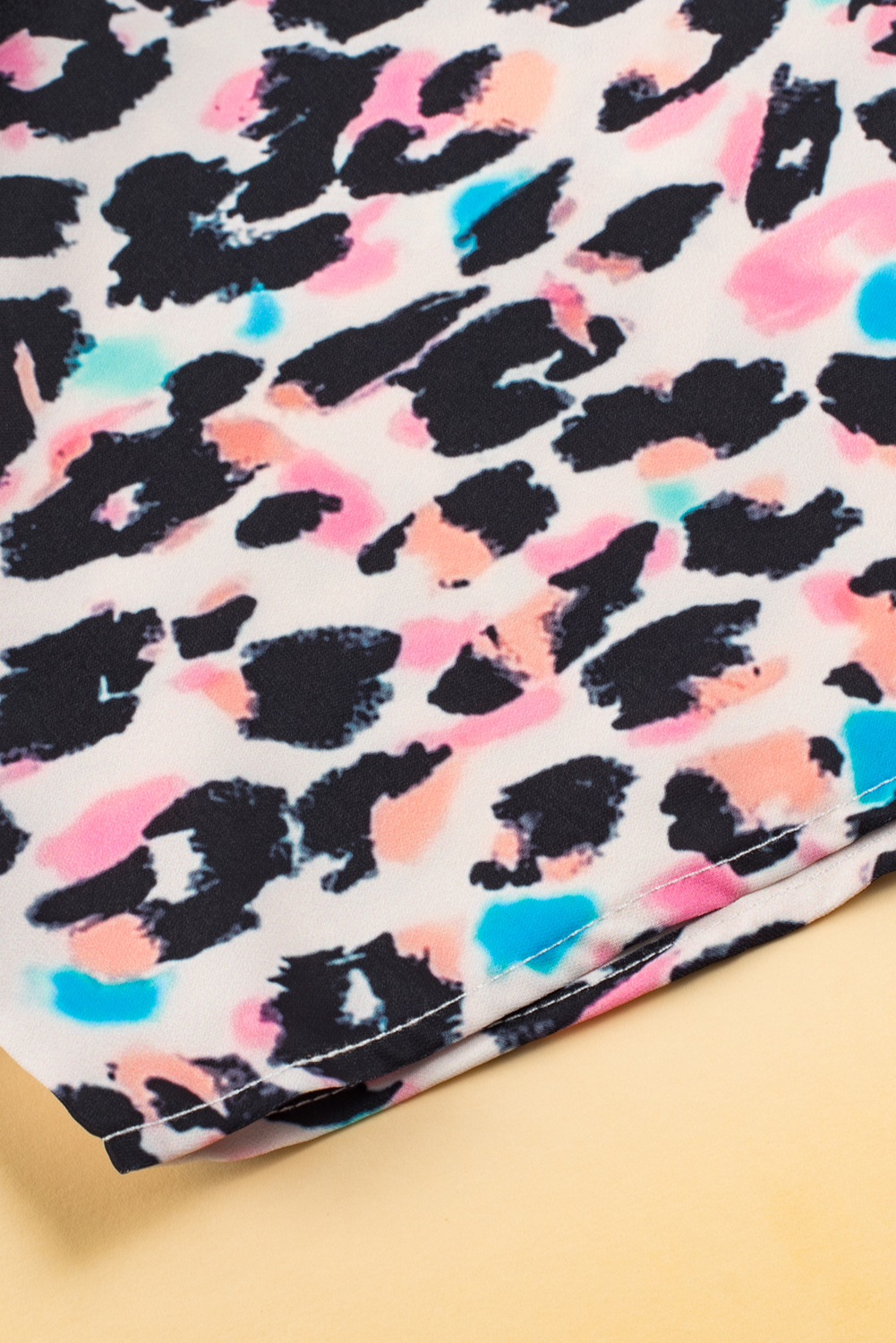 Plus Size Brown Leopard Print V Neck Batwing Sleeve  Top