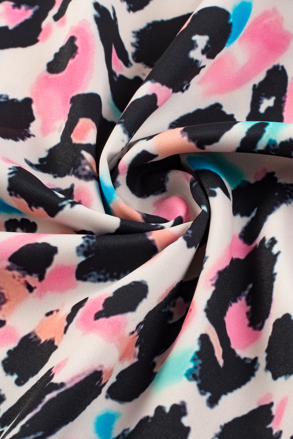 Plus Size Brown Leopard Print V Neck Batwing Sleeve  Top