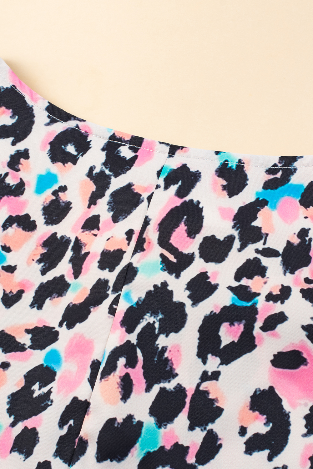 Plus Size Brown Leopard Print V Neck Batwing Sleeve  Top