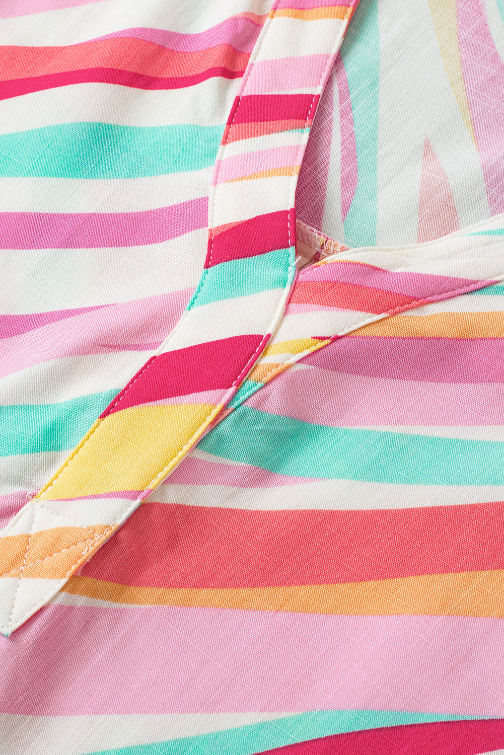 Plus Size White Abstract Print Short Sleeve Notched Neck  Top