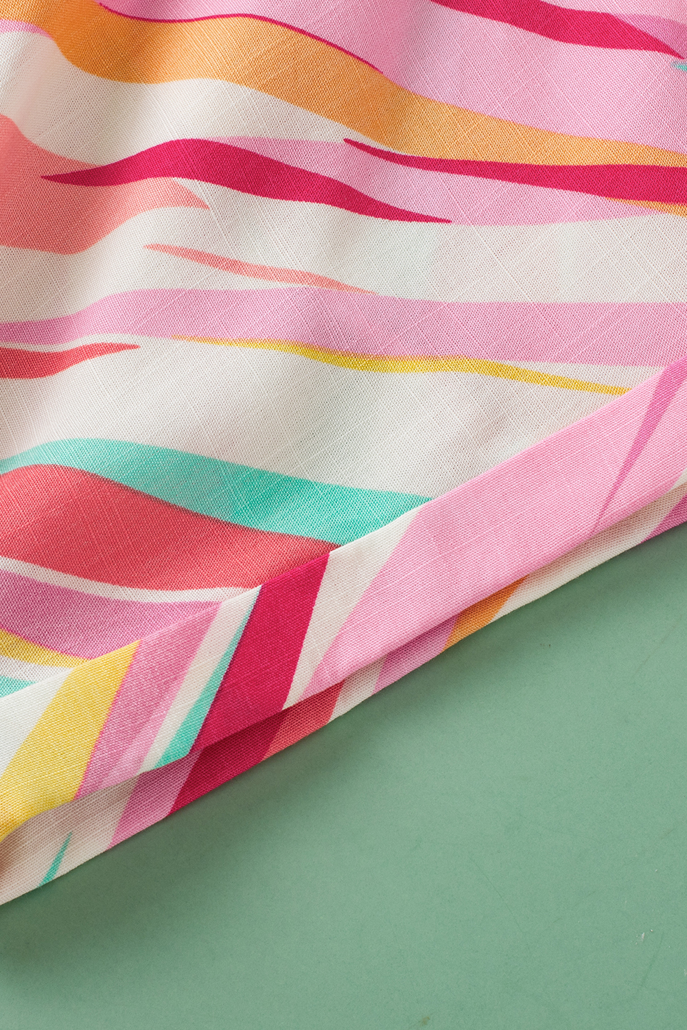 Plus Size White Abstract Print Short Sleeve Notched Neck  Top