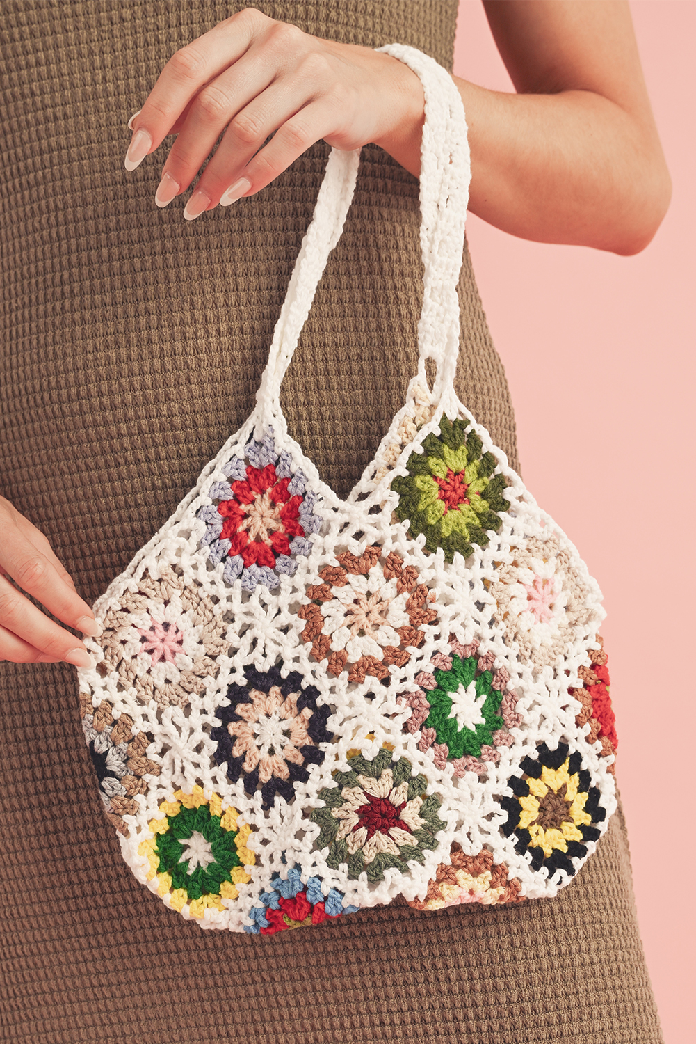 White Random Boho Floral Crochet Retro Hollowed Bag